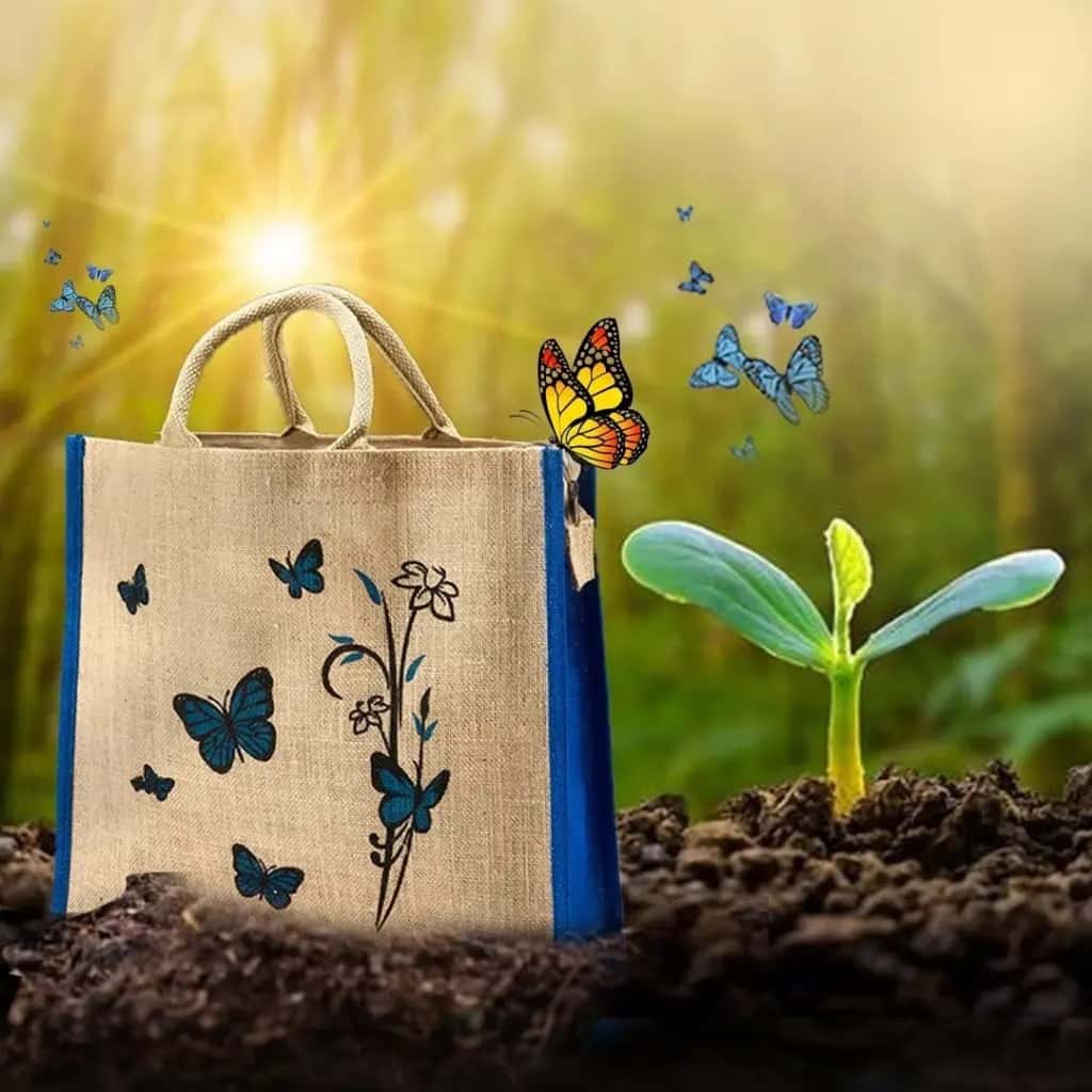 Artisan crafting jute bags