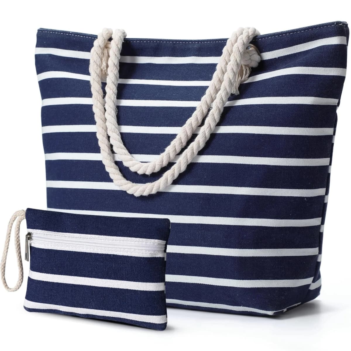 Canvas beach bag with rope handles