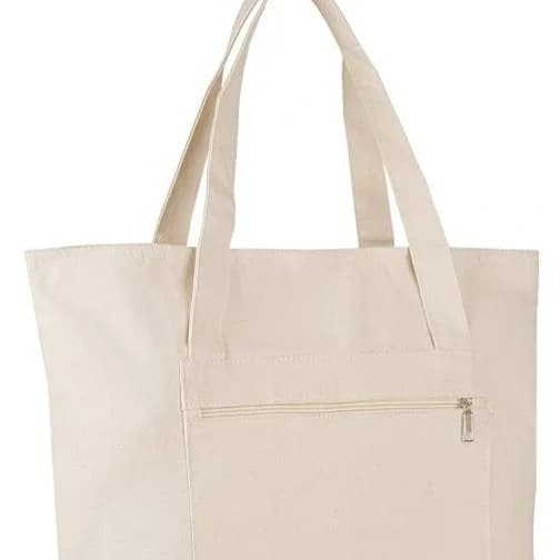 Canvas tote bag with zipper