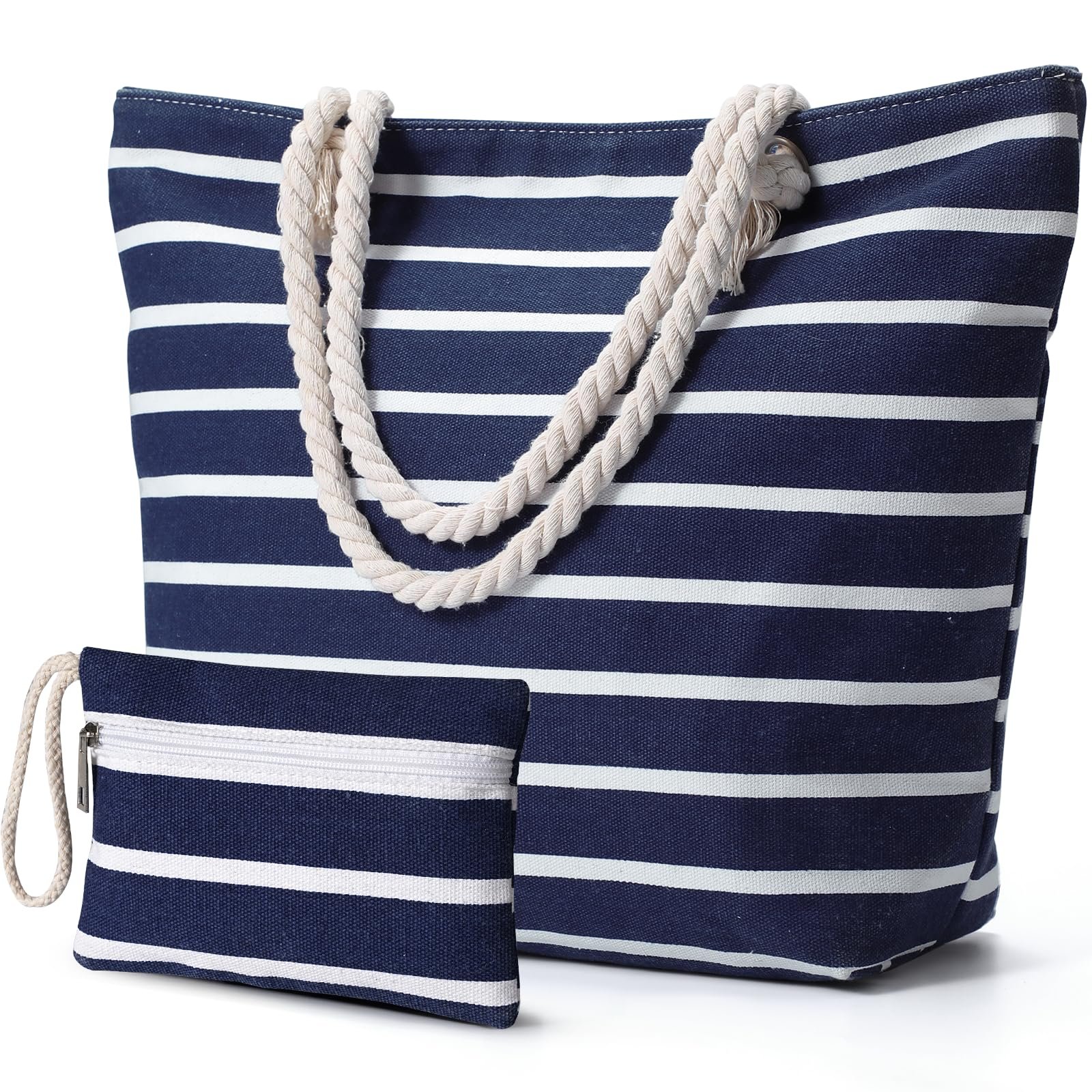 Canvas beach bag with rope handles