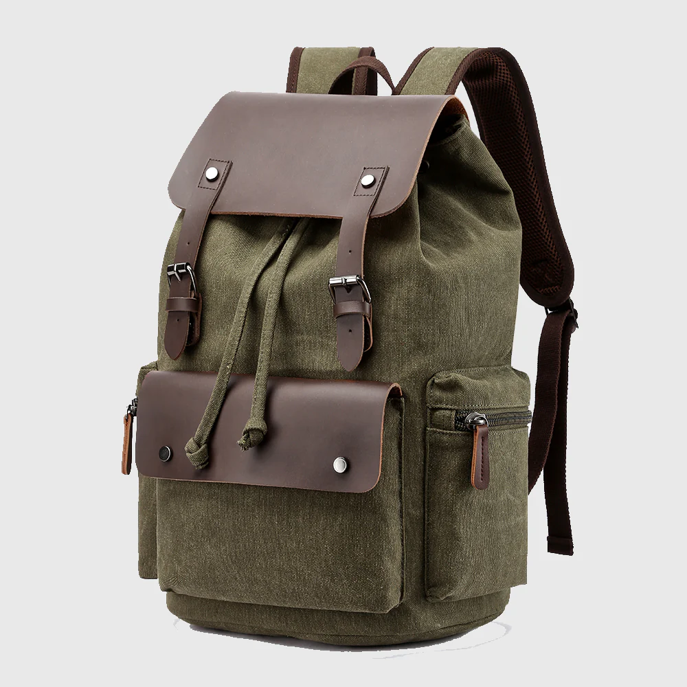Canvas leather backpack